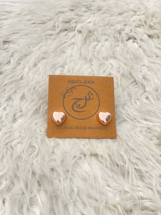 Hijab Magnet Heart Chrome Rose Gold - Pair of 1