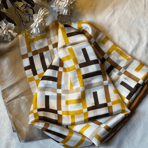Printed Silk Scarf Autumn Hues
