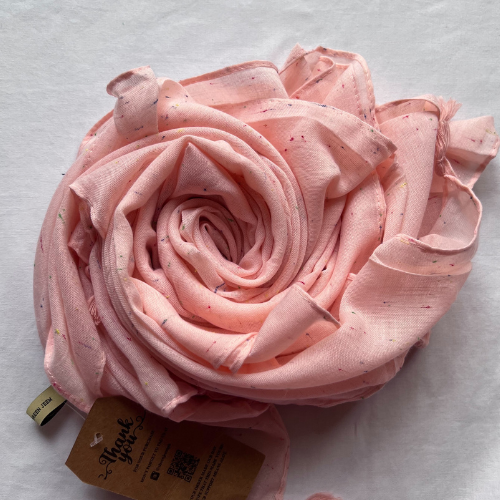 Dotted Lawn Hijab - Baby Pink