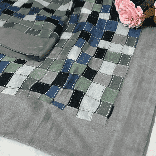 Printed Silk Scarf Dusky Crosshatch