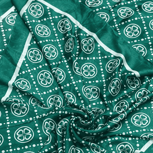 Printed Silk Scarf Fortune Green