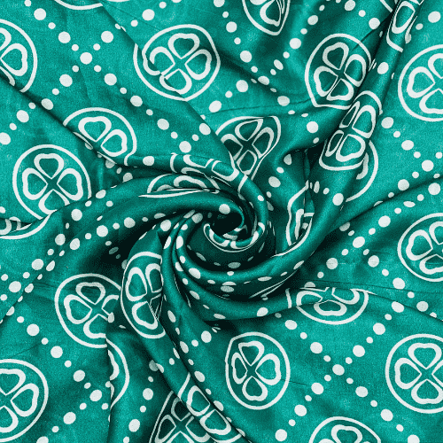 Printed Silk Scarf Fortune Green
