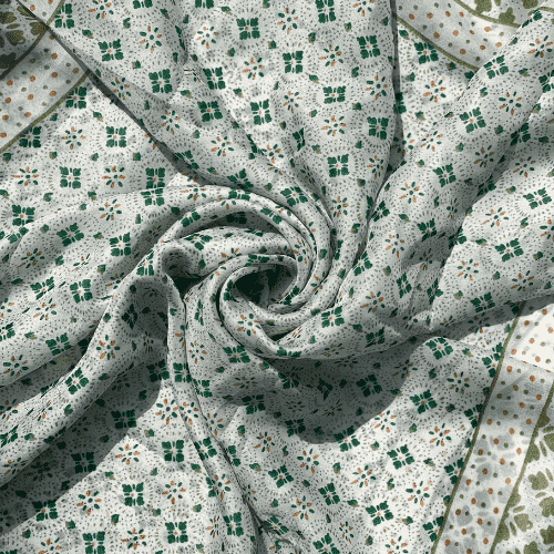 Printed Silk Sacrf Green Whispers