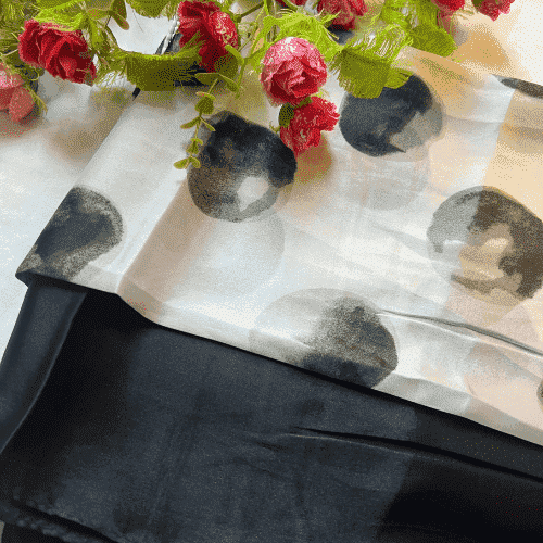 Printed Silk Scarf Monochrome Dots